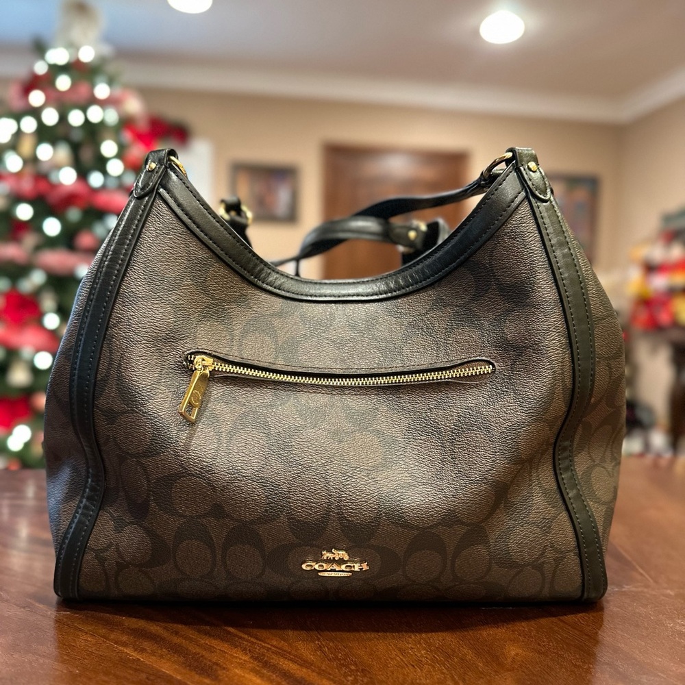 Coach Kristy Women’s Shoulder Bag -Black/Brown w/ Gold hardware (C6232)